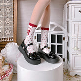 LBSFY  -  Patent Pu Leather Kawaii Lolita Shoes Women's Japanese Loli Shoes Round-toe Wedge Mary Jane Harajuku Tea Party Mid Heel 4cm